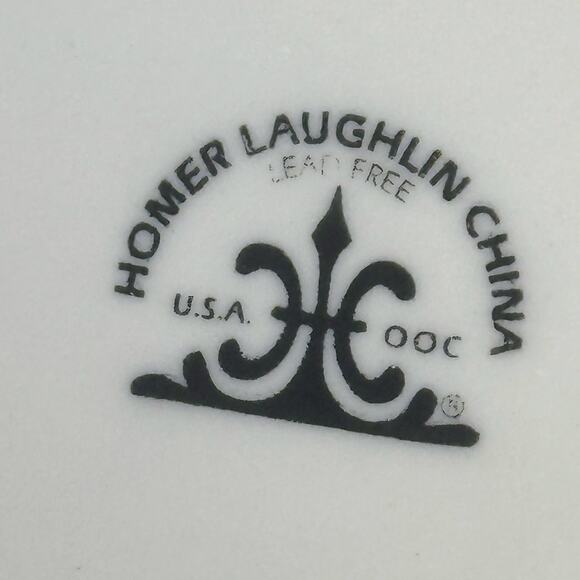 Homer Laughlin USA Vintage 12" Rimmed Soup/Pasta Bowl 'C' Monogram - Picture 5 of 5